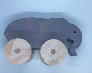 1419 Wheeled Rustic Elephant