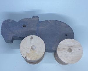 1421 Wheeled Rustic Hippopotamus